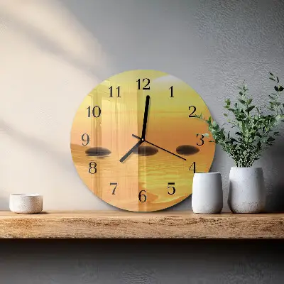 Kulaté skleněné hodiny na stěnu Vodní slunce