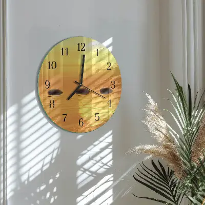 Kulaté skleněné hodiny na stěnu Vodní slunce