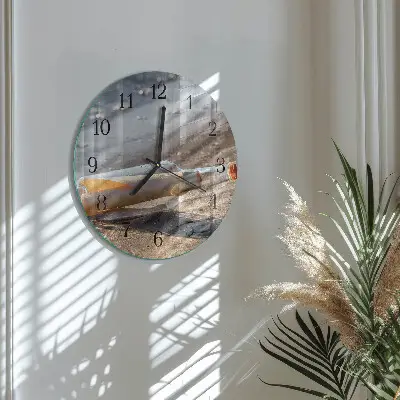 Hodiny s fotkou skleněné kulaté Vzkaz v láhvi