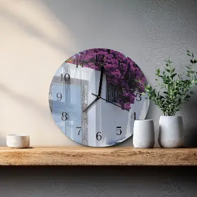 Nástěnné hodiny skleněné kulaté Domácí květiny