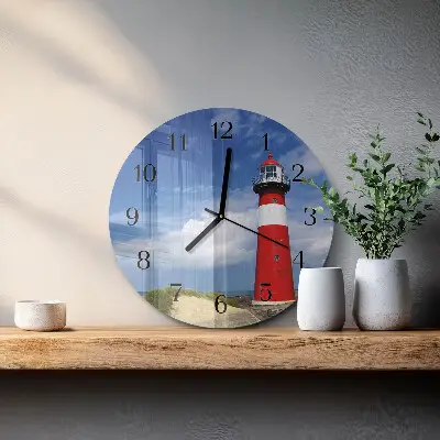 Hodiny s fotkou skleněné kulaté Maják