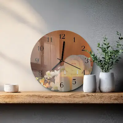 Nástěnné hodiny skleněné kulaté Lázeňské svíčky