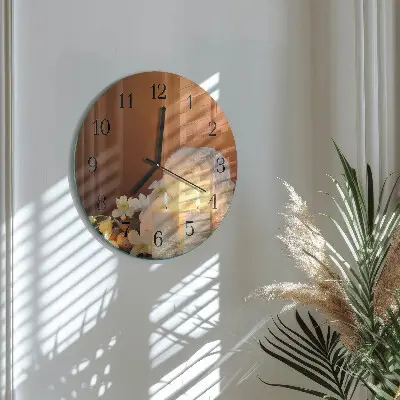 Nástěnné hodiny skleněné kulaté Lázeňské svíčky