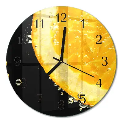 Kulaté skleněné hodiny na zeď Citrus