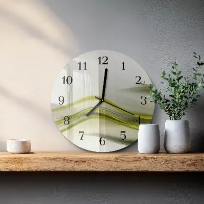 Kulaté skleněné hodiny na stěnu Abstraktní linie