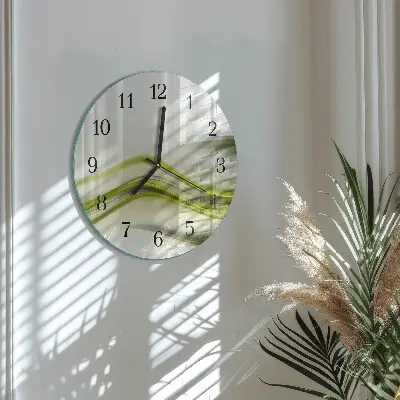 Kulaté skleněné hodiny na stěnu Abstraktní linie
