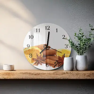 Hodiny s fotkou skleněné kulaté Vanilka s citronem