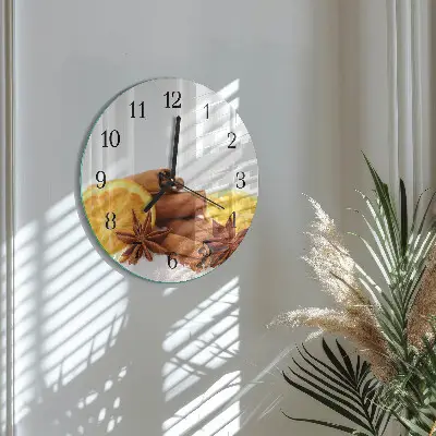 Hodiny s fotkou skleněné kulaté Vanilka s citronem