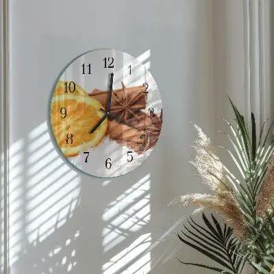 Hodiny s fotkou skleněné kulaté Citronová vanilka