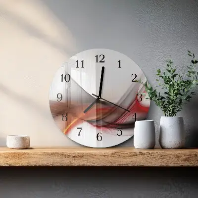Kulaté skleněné hodiny na zeď Abstraktní linie