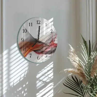 Kulaté skleněné hodiny na zeď Abstraktní linie