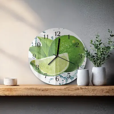 Hodiny s fotkou skleněné kulaté Uhličitan vápenatý
