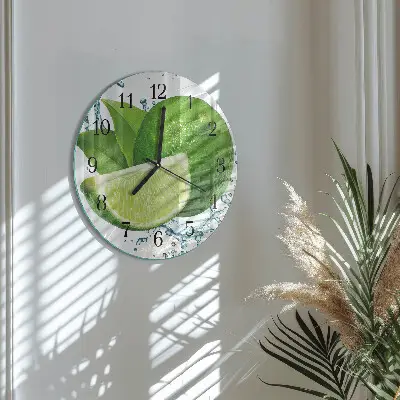 Hodiny s fotkou skleněné kulaté Uhličitan vápenatý