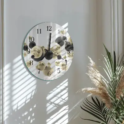 Kulaté skleněné hodiny na zeď Abstrakce
