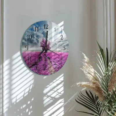 Hodiny na skle kulaté Pole