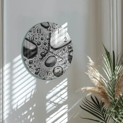 Hodiny s fotkou skleněné kulaté Kameny