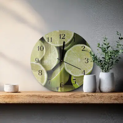 Kulaté skleněné hodiny na zeď Uhličitan vápenatý