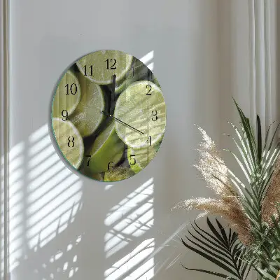 Kulaté skleněné hodiny na zeď Uhličitan vápenatý
