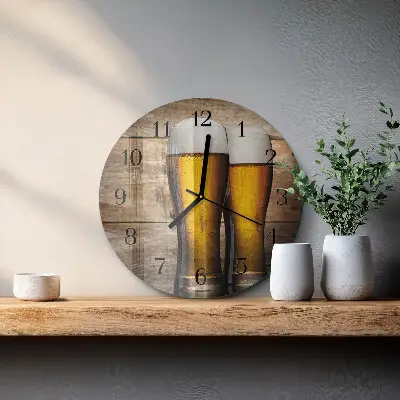 Hodiny na skle kulaté Pivo