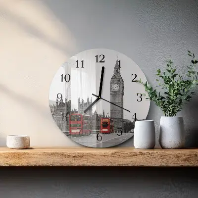 Kulaté skleněné hodiny na stěnu Londýn