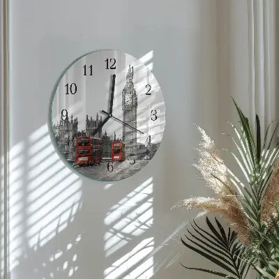 Kulaté skleněné hodiny na stěnu Londýn