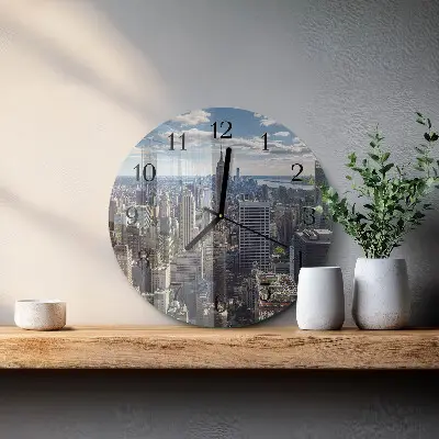 Hodiny s fotkou skleněné kulaté Město