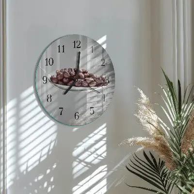 Kulaté skleněné hodiny na stěnu Lžíce kávy