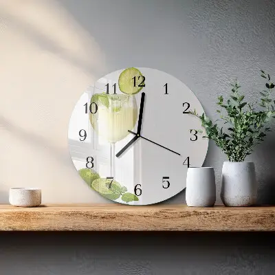 Hodiny s fotkou skleněné kulaté Uhličitan vápenatý