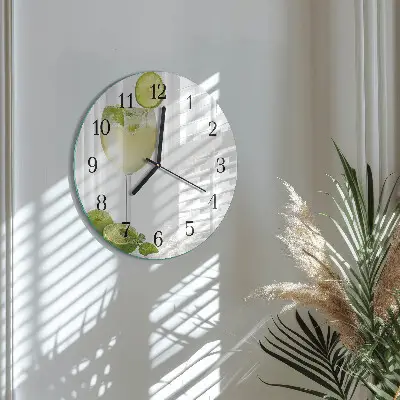 Hodiny s fotkou skleněné kulaté Uhličitan vápenatý