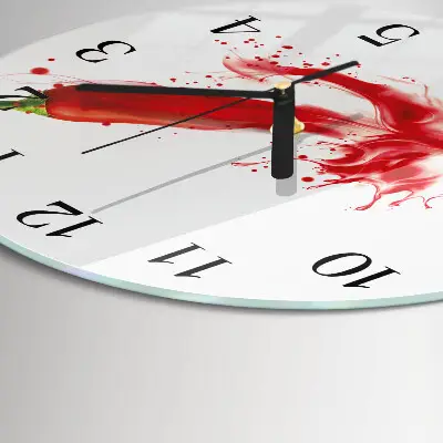 Hodiny s fotkou skleněné kulaté Chilli paprička