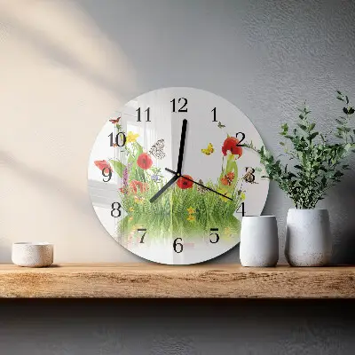 Nástěnné hodiny skleněné kulaté Louka