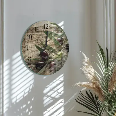 Kulaté skleněné hodiny na zeď Olivy