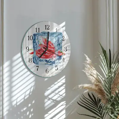 Hodiny na skle kulaté Chilli se zmrzlinou