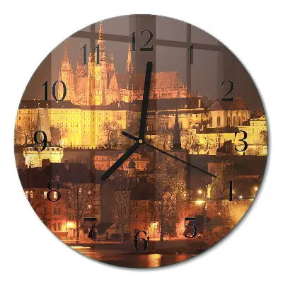 Kulaté skleněné hodiny na zeď Praha