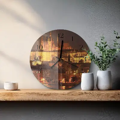 Kulaté skleněné hodiny na zeď Praha