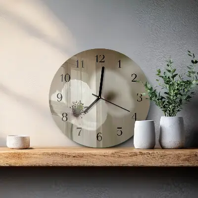 Hodiny s fotkou skleněné kulaté Mák
