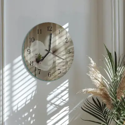 Hodiny s fotkou skleněné kulaté Mák