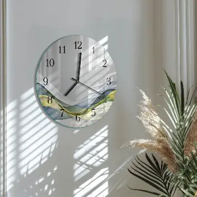 Nástěnné hodiny skleněné kulaté Abstrakce