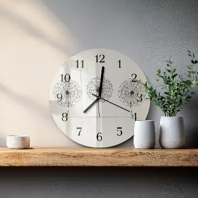 Kulaté skleněné hodiny na stěnu Abstrakce