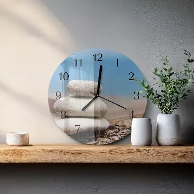 Hodiny s fotkou skleněné kulaté Kameny
