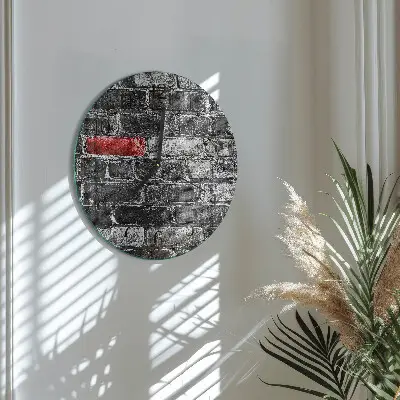 Kulaté skleněné hodiny na stěnu Cihlový