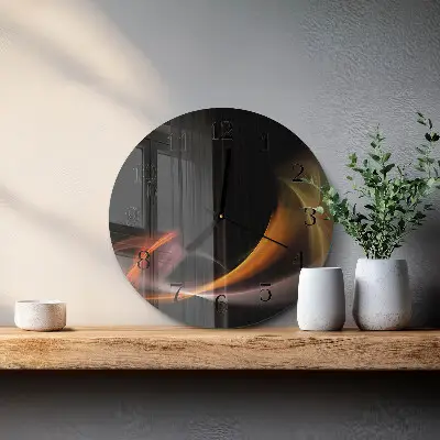 Kulaté skleněné hodiny na zeď Abstrakce