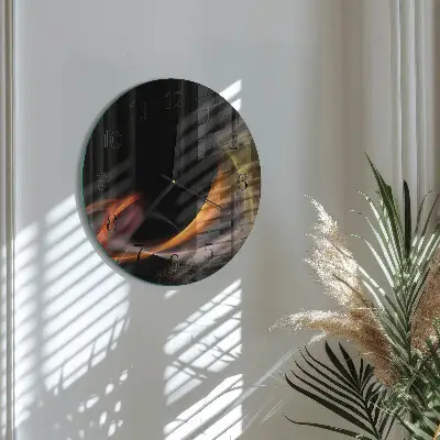 Kulaté skleněné hodiny na zeď Abstrakce