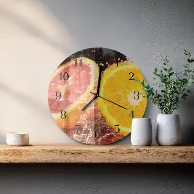 Kulaté skleněné hodiny na zeď Ovoce