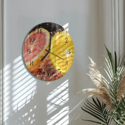 Kulaté skleněné hodiny na zeď Ovoce