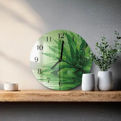 Kulaté skleněné hodiny na stěnu Aloe