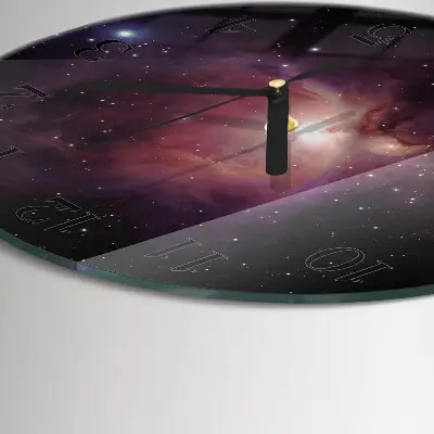 Hodiny s fotkou skleněné kulaté Kosmos