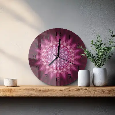 Kulaté skleněné hodiny na zeď Abstrakce
