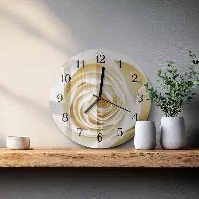 Kulaté skleněné hodiny na zeď Růže