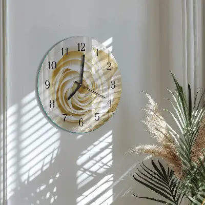 Kulaté skleněné hodiny na zeď Růže